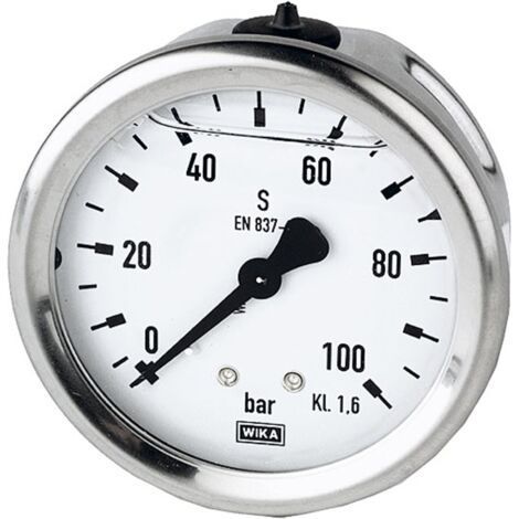 Riegler Glyzerinmano., CrNi-Stahl, G 1/4 hinten zentr., 0-400,0 bar, Ã˜ 63