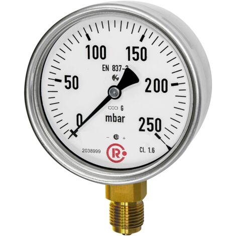 Riegler Kapselfedermanometer, G 1/2 radial unten, -100 / 0 mbar, Ø 100