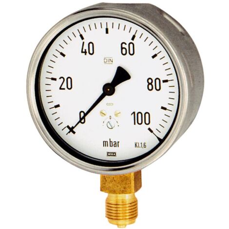Riegler Kapselfedermanometer, G 1/2 radial unten, -40 / +20 mbar, Ø 100