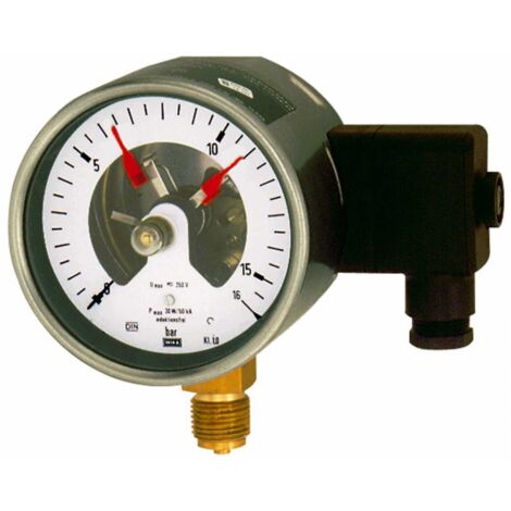 Riegler Kontaktmanometer, G 1/2 radial unten, Messber. 0-16,0 bar, Ø 160