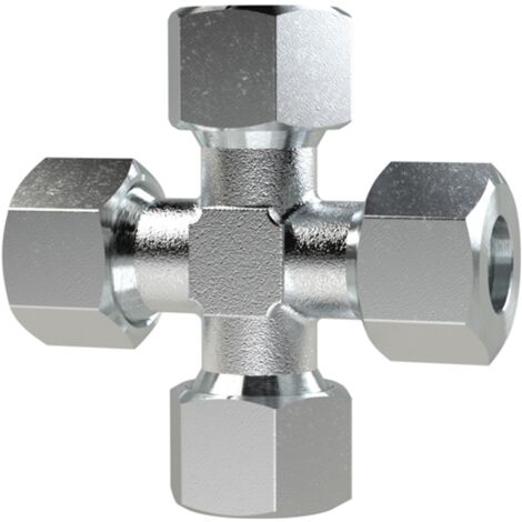 Riegler Kreuz-Verschraubung, Rohr-AÃ˜5mm, Stahl verz.