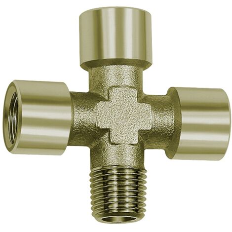 Riegler Kreuzstück, 3 x innen, 1 x außen, G/R 1/4, SW 13, Messing vern.