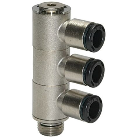Riegler L-Mehrfachverteiler 3-fach »click-clock«, drehbar, G 1/4 a. Ø 8mm
