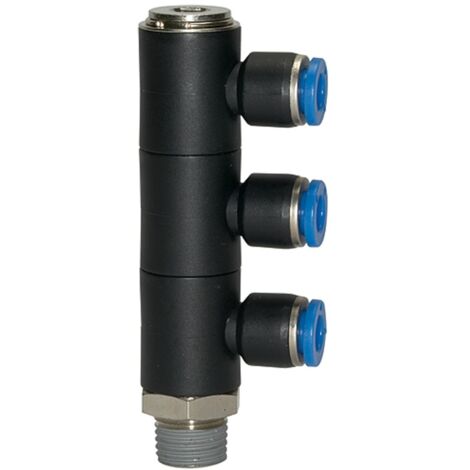Riegler L-Mehrfachverteiler »Blaue Serie«, 3-fach, drehbar, R 1/8 a. Ã˜6mm