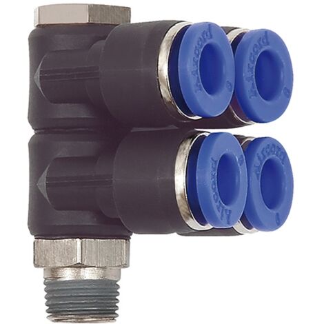 Riegler L-Mehrfachverteiler »Blaue Serie«, 4-fach, drehbar, R 1/8 a. Ã˜8mm