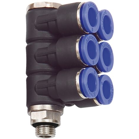 Riegler L-Mehrfachverteiler »Blaue Serie«, 6-fach, drehbar, G 1/8 a. Ã˜4mm