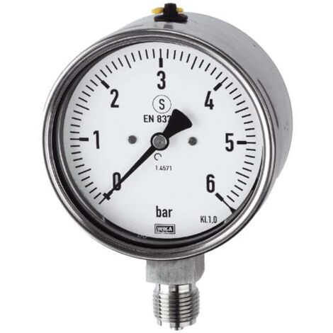 Riegler Mano, CrNi-Stahl, Sicherh., G 1/4 radial unten, 0-10,0 bar, Ã˜ 63