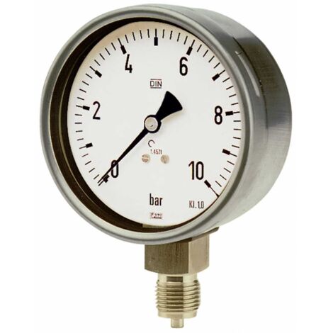 Riegler Manometer, CrNi-Stahl, G 1/2 radial unten, 0 - 60,0 bar, Ø 100