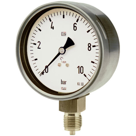 Riegler Manometer, CrNi-Stahl, G 1/2 radial unten, -1 / 0,0 bar, Ø 100