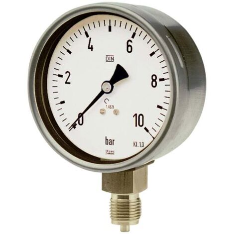 Riegler Manometer, CrNi-Stahl, G 1/2 radial unten, -1 / +0,6 bar, Ø 100