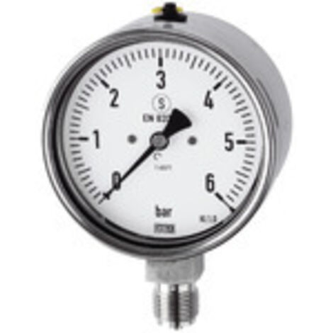 Riegler Manometer, CrNi-Stahl, Sicherh., G 1/2 radial unten, 0-160,0 bar, Ø 100