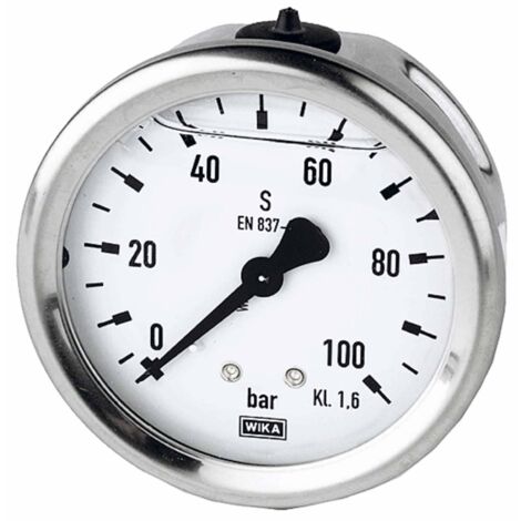 Riegler Manomètre à glycérine Acier CrNi G 1/4 arrière centré 0 - 4 bar Ø 63 mm - 102147