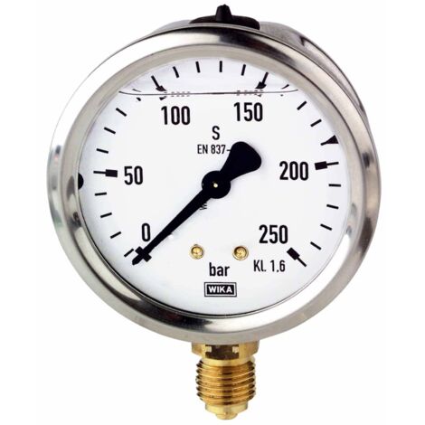 Riegler Manomètre à glycérine Acier CrNi G 1/4 en bas 0 - 16 bar Ø 63 mm - 102115