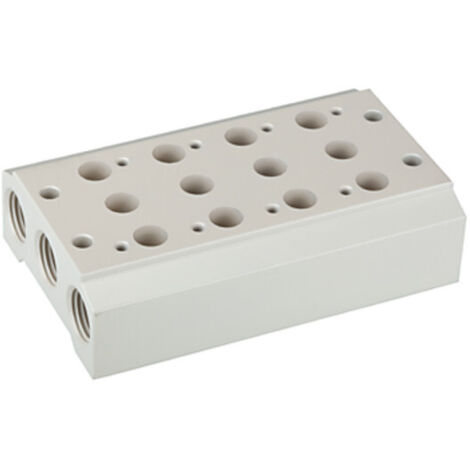 Riegler Mehrfach-Grundplatte f. 5/2-5/3-Wegeventile, 3 Pos., G 1/8, G 1/4