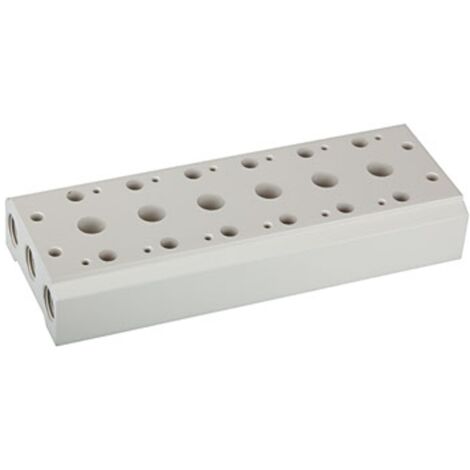 Riegler Mehrfach-Grundplatte für 5/2-5/3-Wegeventile, 8 Positionen, G 1/2