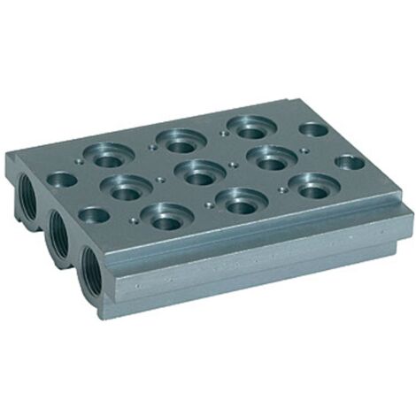 Riegler Mehrfach-Grundplatte für Wegeventile, 3 Ventilpositionen, G 1/4