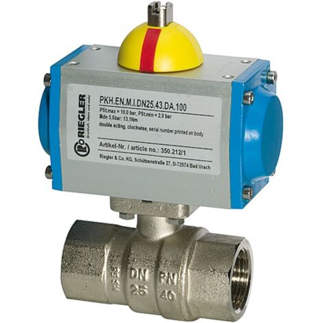 Riegler Messingkugelhahn pneumat. Stellantrieb federschließend, Rp 2 1/2