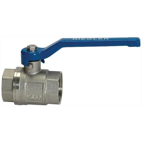 Riegler Messingkugelhahn valve line Handhebel blau MS vernickelt IG/IG G 1 1/4 - 115716