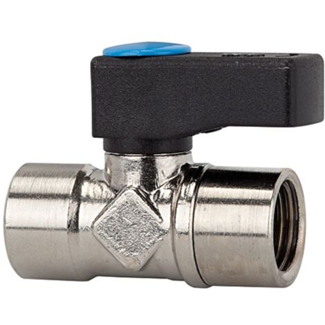 Riegler Mini-Kugelhahn, Drehgriff, Messing vernickelt, G 1/4 IG