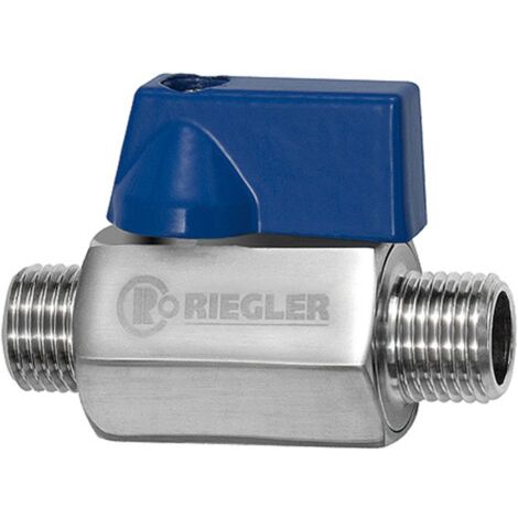 Riegler Mini-Kugelhahn, Edelstahl 1.4401, AG/AG, G 1/2, DN 15