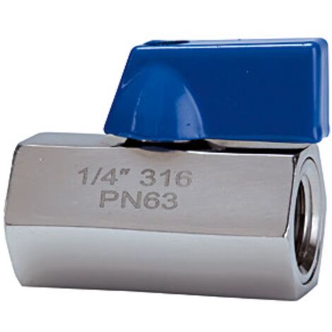 Riegler Mini-Kugelhahn, Edelstahl 1.4401, IG/IG, G 1/2, DN 15