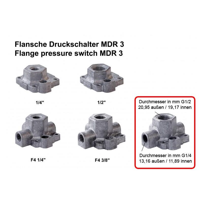 Pressostat Condor type MDR 3/16 EV 3S R 3/6,3 Raccord F4 G1/2 103049