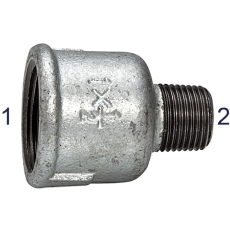 Riegler Reduziermuffe 246, IG/AG, Rp 1 1/4, R 1, schwarzer Temperguss