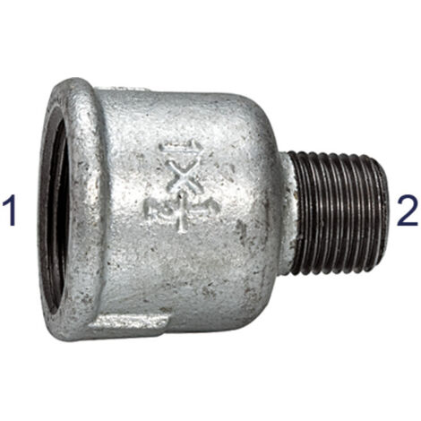 Riegler Reduziermuffe 246, IG/AG, Rp 2, R 1 1/2, schwarzer Temperguss