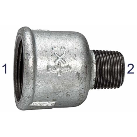 Riegler Reduziermuffe 246, IG/AG, Rp 3/4, R 1/2, schwarzer Temperguss