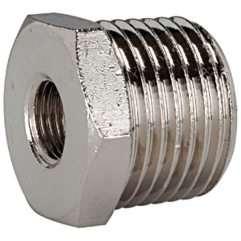 Riegler Reduziernippel, R 1/2 a., G 1/4 i., SW 22, Messing vernickelt