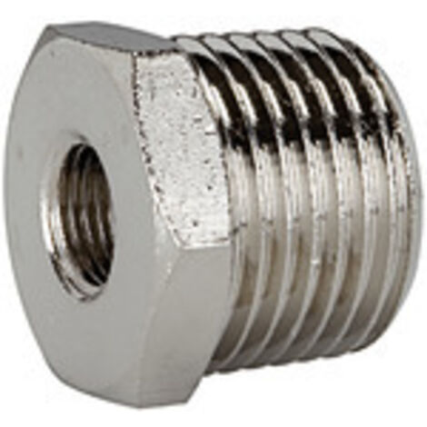 Riegler Reduziernippel, R 1/4 a., G 1/8 i., SW 14, Messing vernickelt