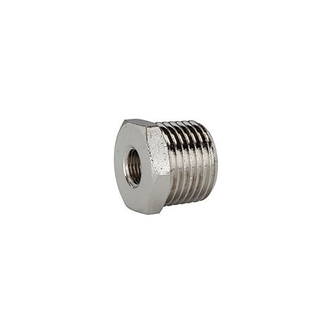 Riegler Reduziernippel, R 3/8 a., G 1/4 i., SW 17, Messing vernickelt