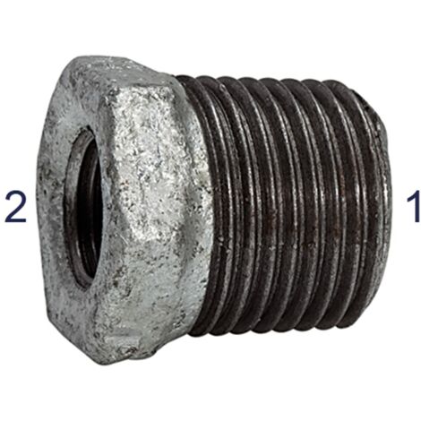 Riegler Reduzierstück 241, AG/IG, R 1 1/2, Rp 3/4, schwarzer Temperguss