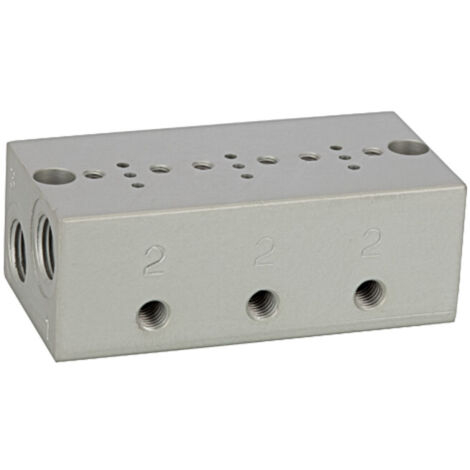 Riegler Reihengrundplatte 3-fach, M5 für Mini-Magnetventile 15 mm