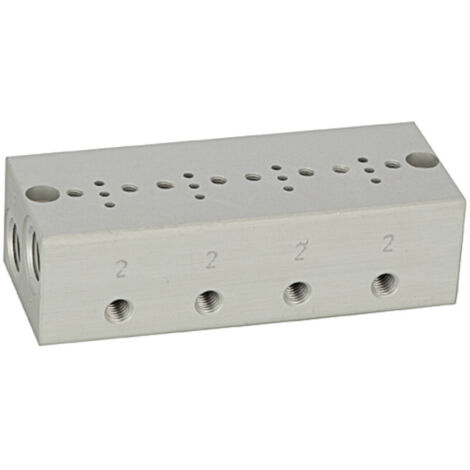 Riegler Reihengrundplatte 4-fach, M5 für Mini-Magnetventile 15 mm