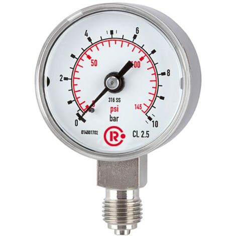 Riegler Standardmanometer, CrNi-Stahl, G 1/4 unten, 0 - 1,0 bar, Ø 40