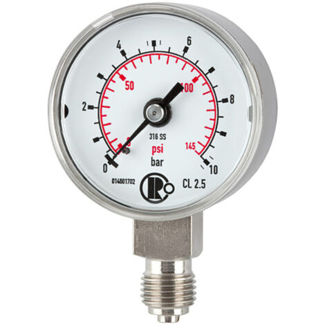 Riegler Standardmanometer, CrNi-Stahl, G 1/4 unten, 0 - 1,6 bar, Ø 40