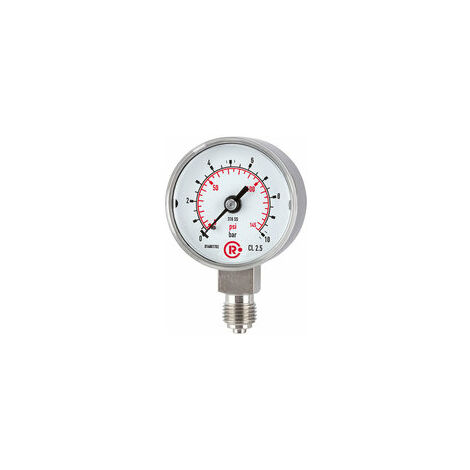 Riegler Standardmanometer, CrNi-Stahl, G 1/4 unten, 0 - 2,5 bar, Ø 50