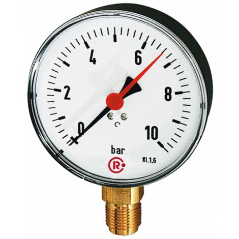 Riegler Standardmanometer, Stahlblech, G 1/2 unten, -1 / +9,0 bar, Ø 160