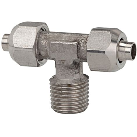 Riegler T-Einschraubverschraubung, R 1/4 a., für Schlauch 6/4, ES 1.4404
