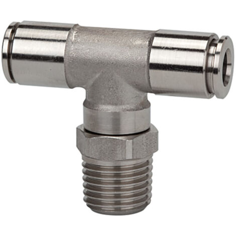Riegler T-Steckverschra., drehbar, R 1/4 a., Schl.-Ã˜ 10, 15bar, ES 1.4404