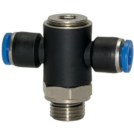 Riegler T-Steckverschraubung »Blaue Serie «, drehbar, G 1/4 außen, Ã˜ 6 mm