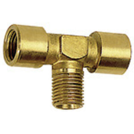 Riegler T-Stück, innen/außen/innen, G/R 1/8, SW 10, Messing blank