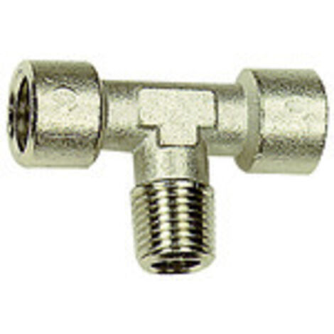 Riegler T-Stück, innen/außen/innen, G/R 1/8, SW 10, Messing vernickelt