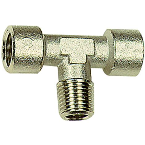 Riegler T-Stück, innen/außen/innen, G/R 1, SW 30, Messing vernickelt