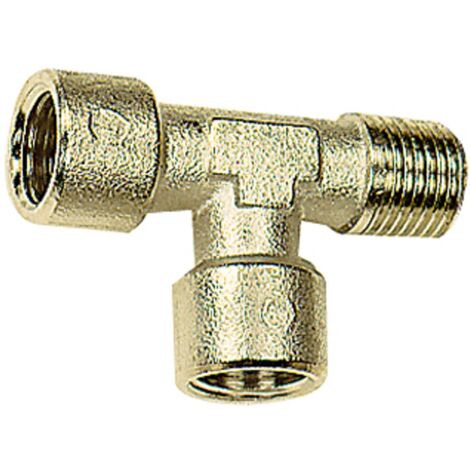 Riegler T-Stück, innen/innen/außen, G/R 1/2, SW 21, Messing vernickelt
