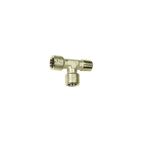 Riegler T-Stück, innen/innen/außen, G/R 1/8, SW 10, Messing vernickelt