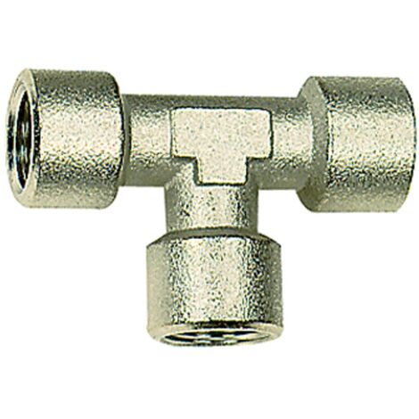 Riegler T-Stück, innen/innen/innen, G 3/4, SW 25, Messing vernickelt