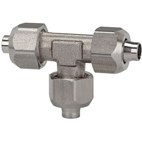 Riegler T-Verbinder, für Schlauch 6/4 mm, SW1 12, SW2 10, ES 1.4404