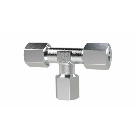Riegler T-Verschraubung, Rohr-Außen-Ø 10 mm, Stahl verzinkt, 100 bar